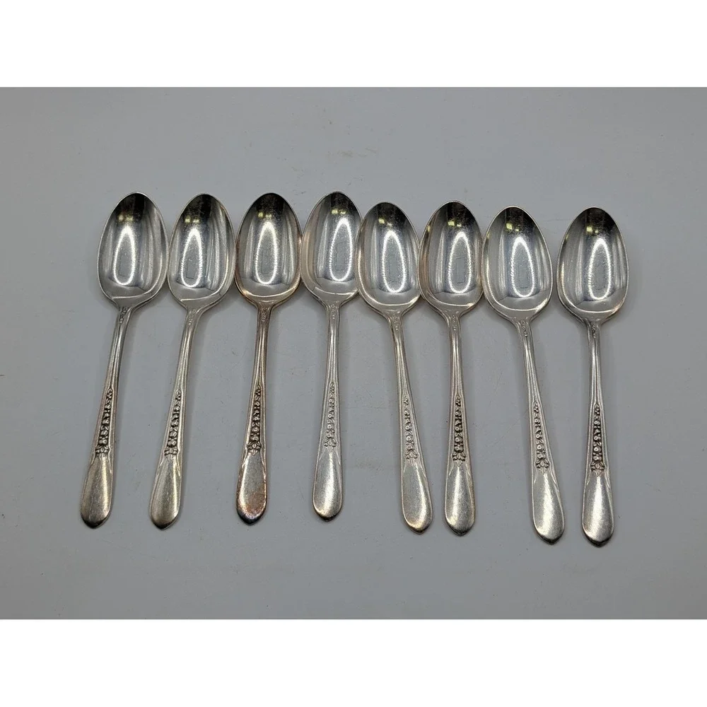 Vtg 1941 WM Rogers Priscilla Lady Ann Silverplate MCM Floral 47pc Flatware w Box